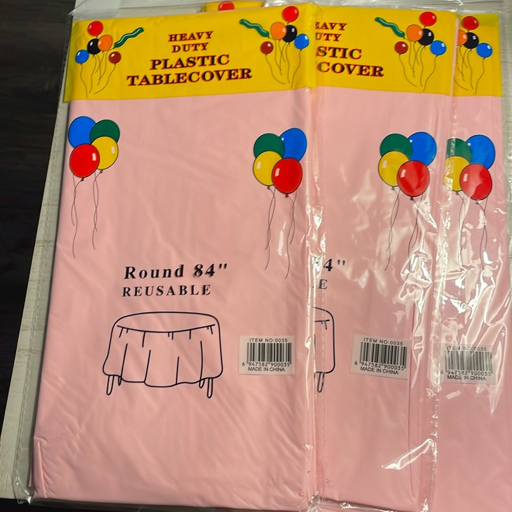 3 pack Premium 84 Inch Disposable Round Plastic tablecover